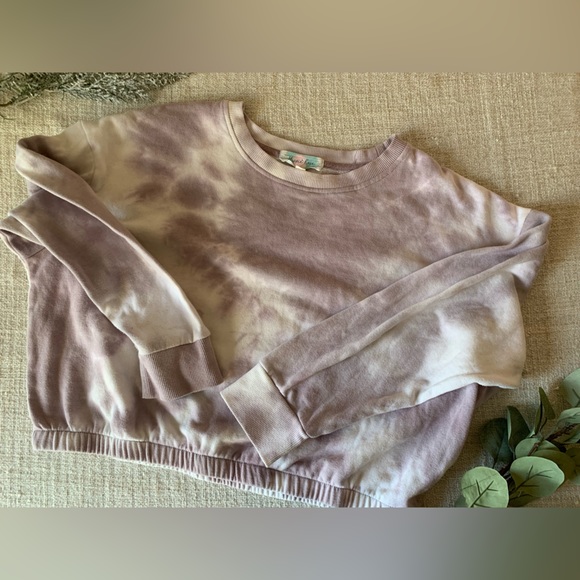 Purple and white tie-dye cropped sweatshirt - Picture 1 of 5